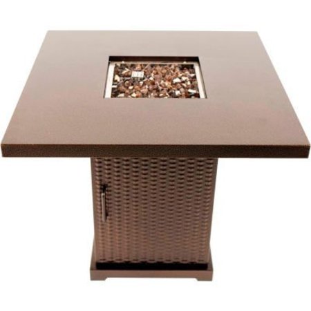 DYNA-GLO Pleasant Hearth Warren Gas Fire Pit Table With Lid 40000 BTU - Hammered Bronze OFG466TA
